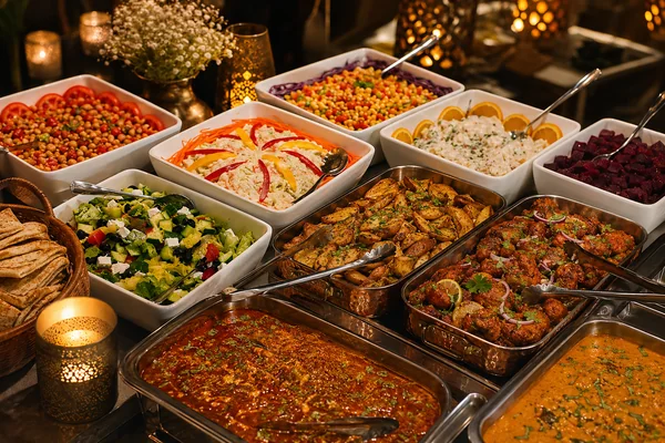 Buffet and warm light