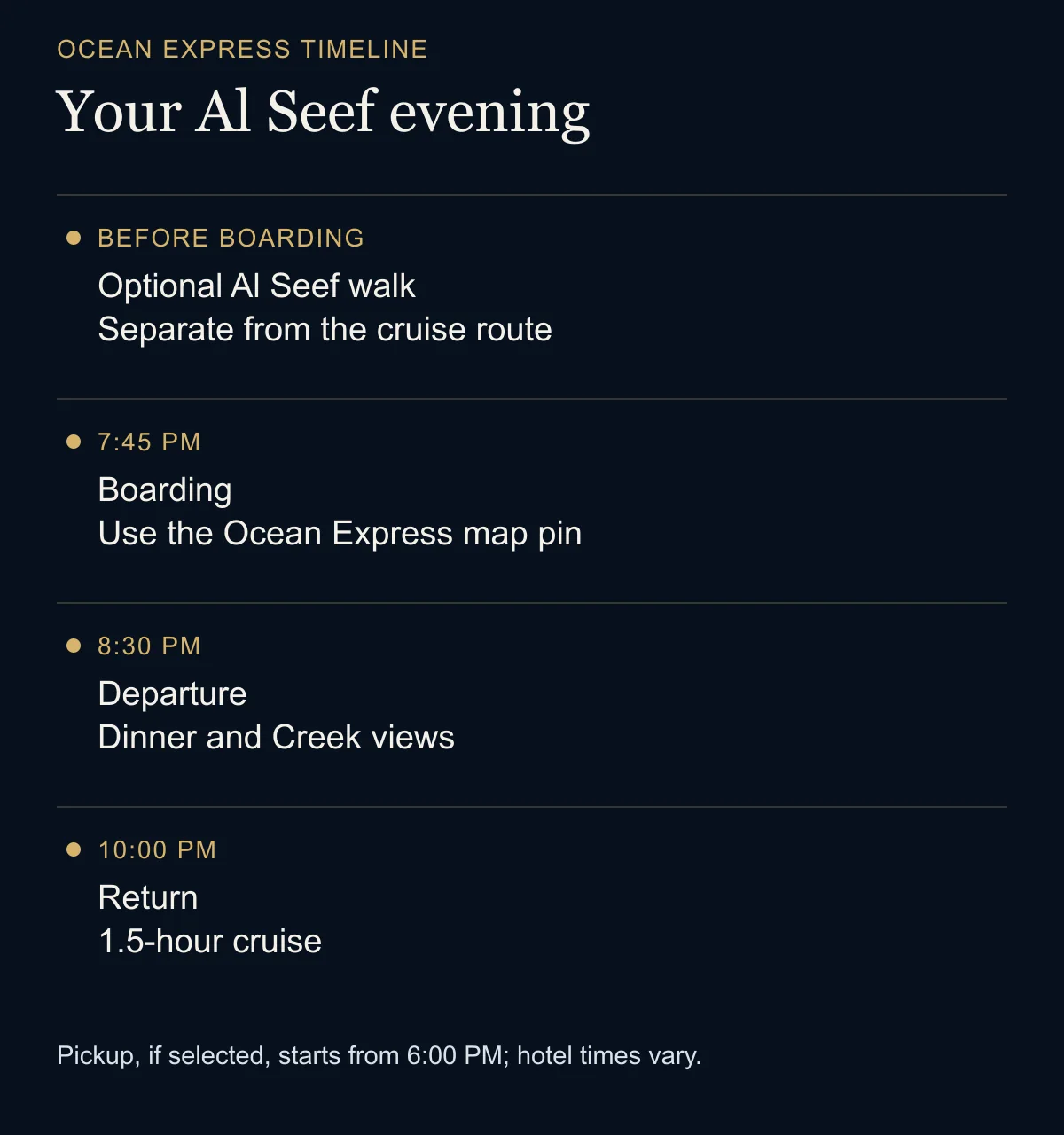 al seef evening planning graphic; the key information is also explained in this article.