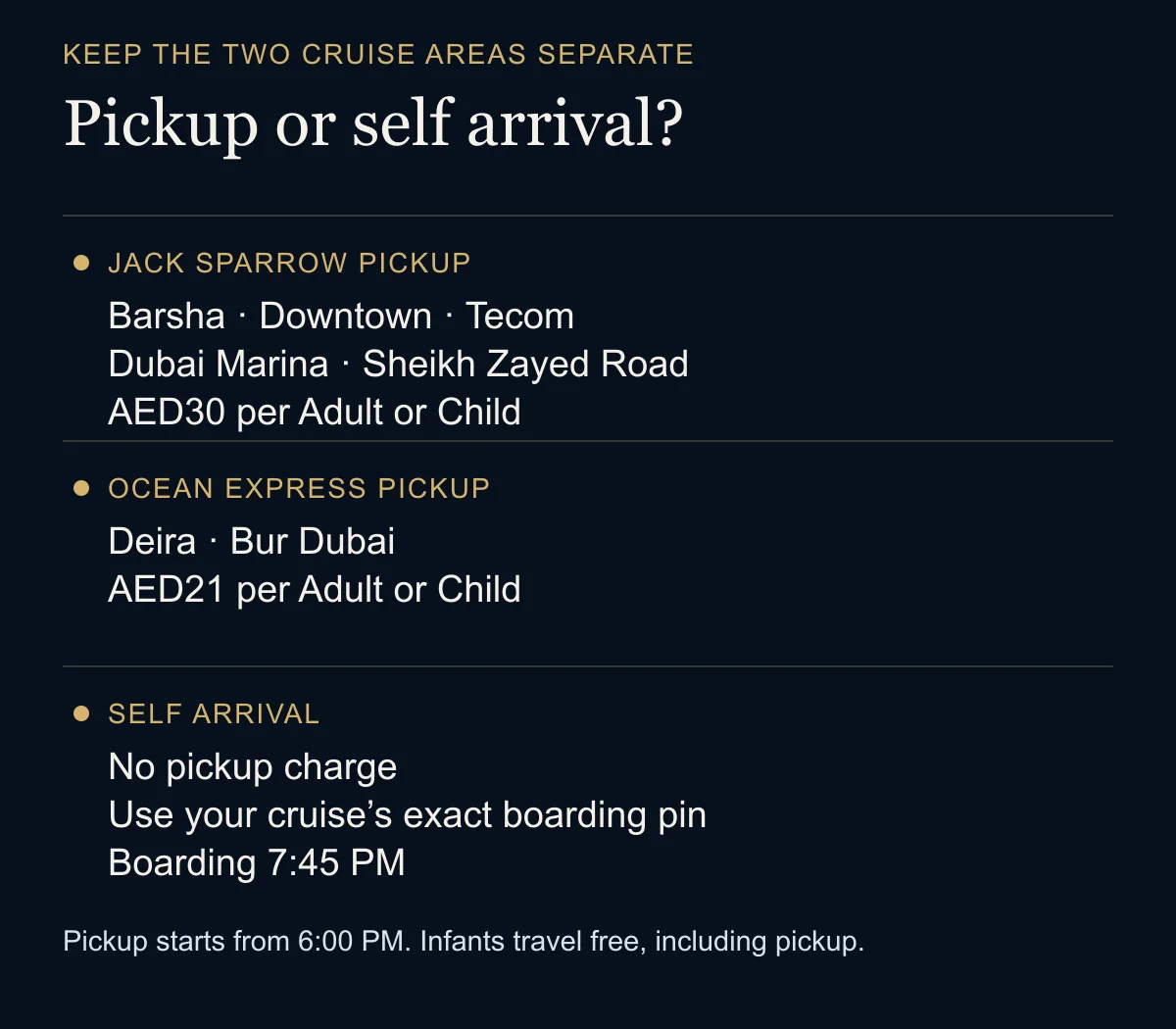 cruise pickup areas planning graphic; the key information is also explained in this article.