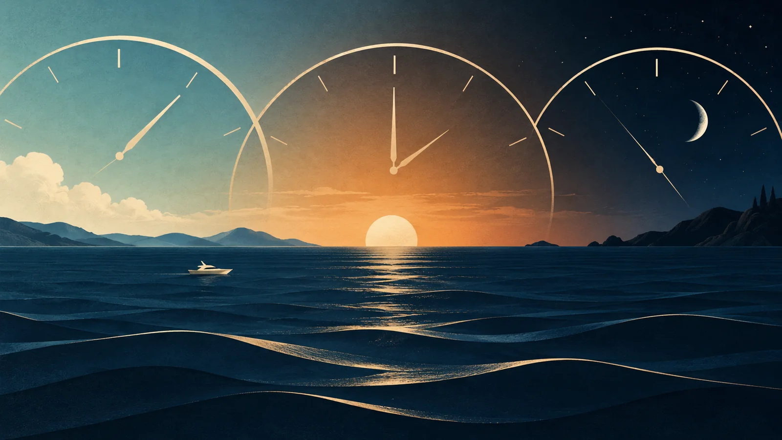 Editorial illustration of yacht duration planning and time spent on the water.