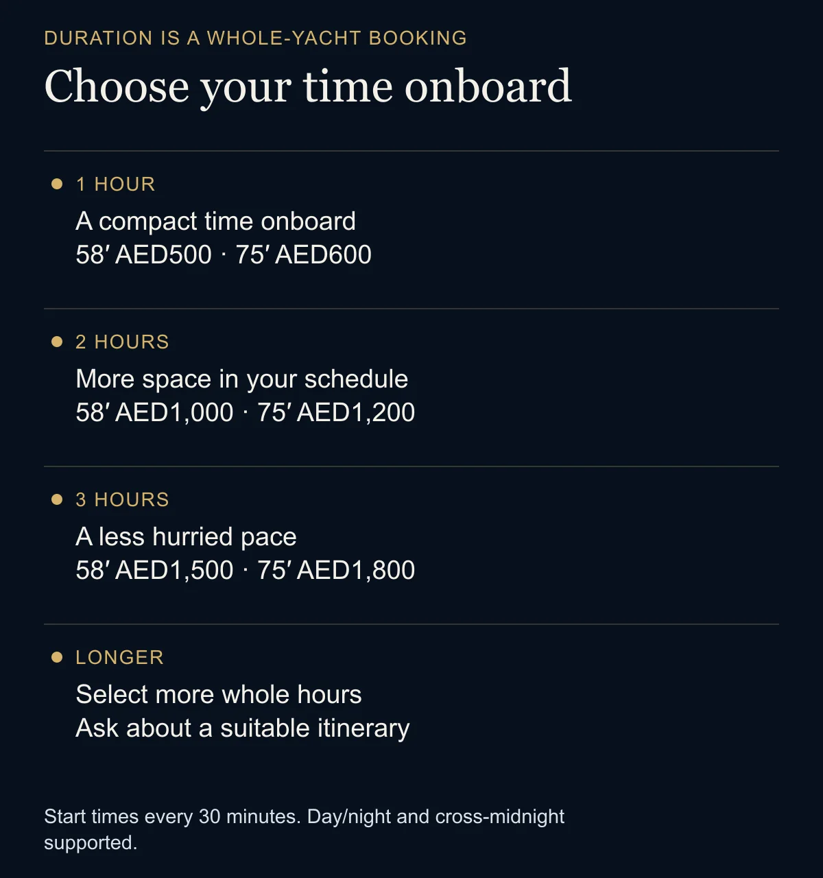 yacht duration planning graphic; the key information is also explained in this article.