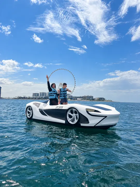 White Jet Car on the water near Ain Dubai